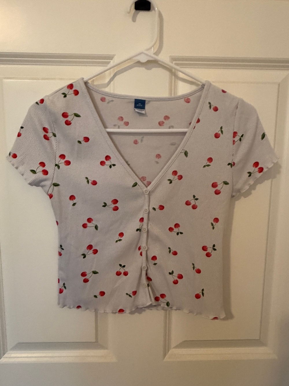 Old Navy Cherry Print Ribbed Button Front Top XS Petite
